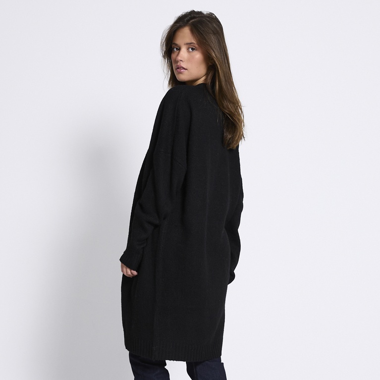 Basic knit long cardigan "Caroline" Black
