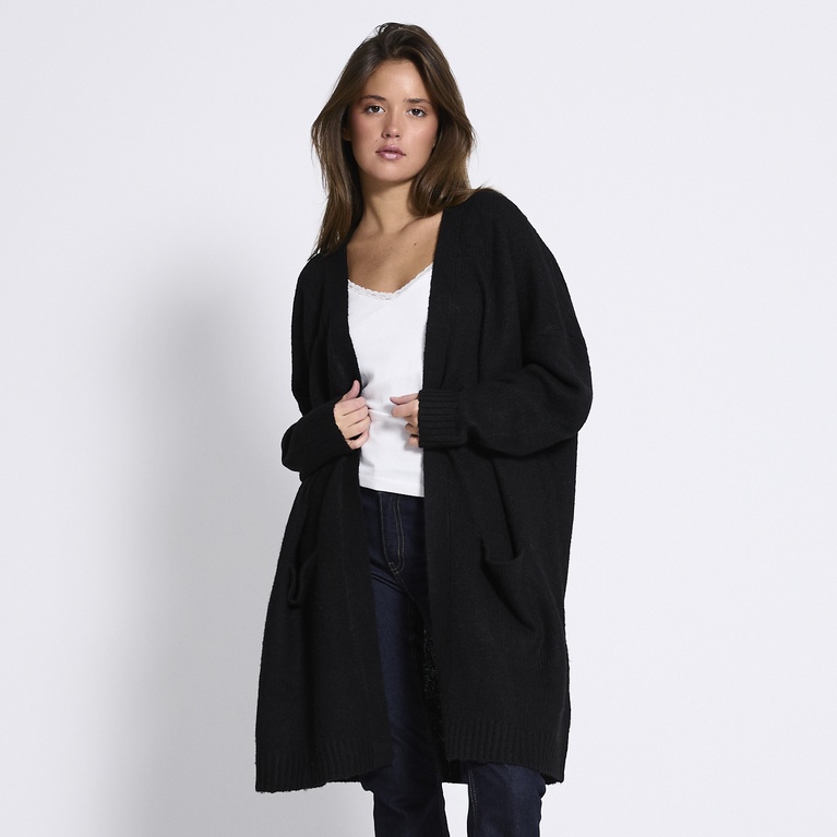 Basic knit long cardigan "Caroline" Black