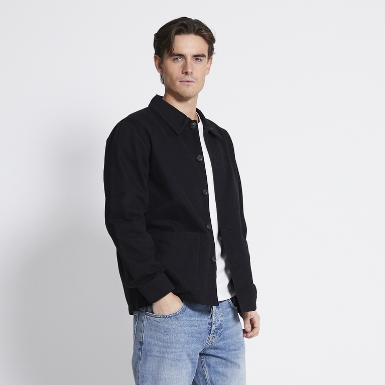 Cotton twill overshirt "Troy" Black