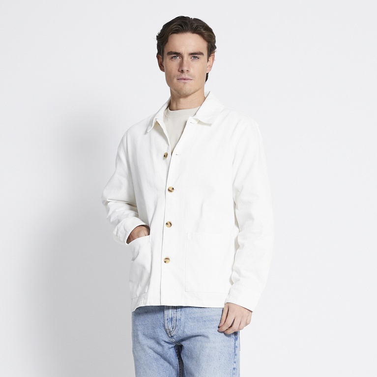 Cotton twill overshirt "Troy" Off white