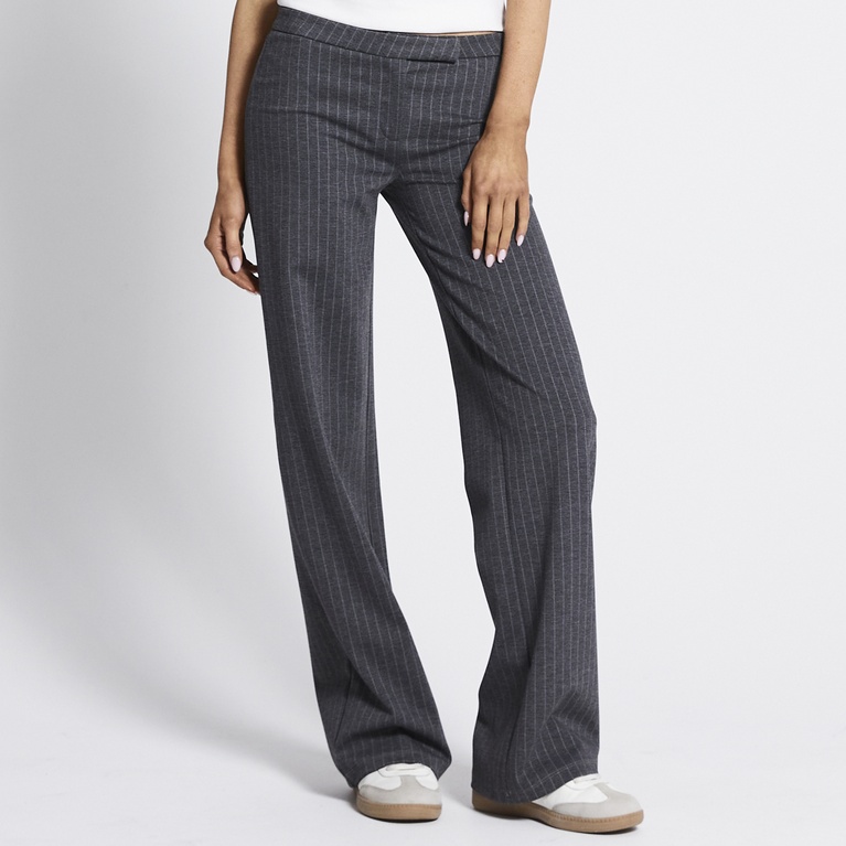Low waist dress pants "Estrid" Dk Grey melange