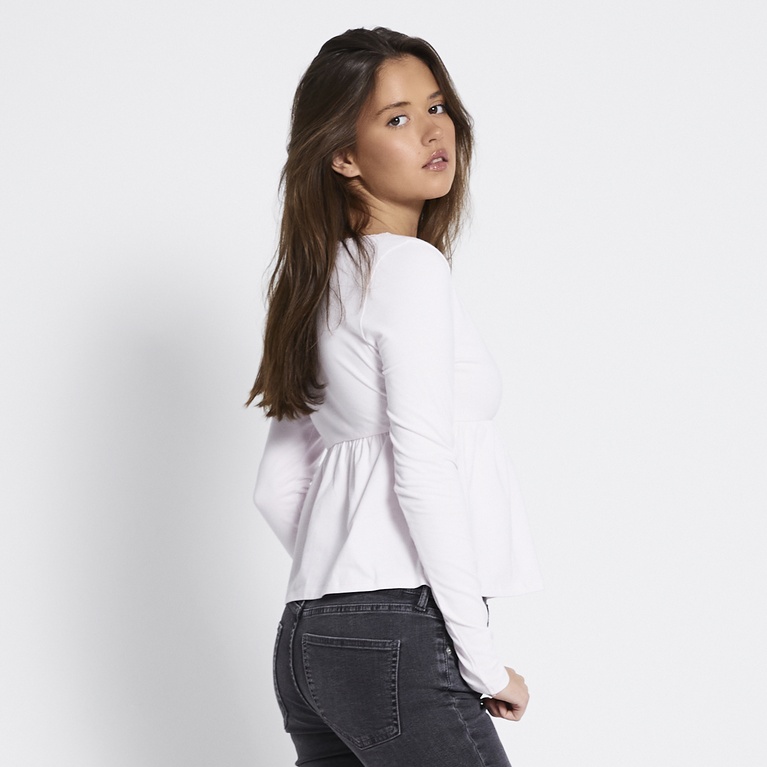 Long-sleeve v-neck top "Arielle" Soft Pink