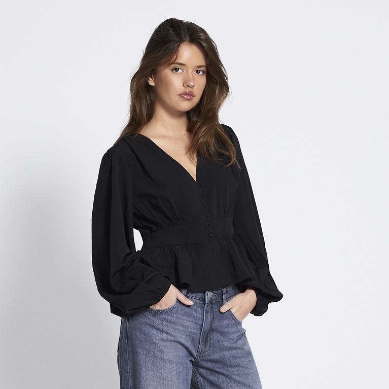 Sculpted peplum blouse "Gioa" Black