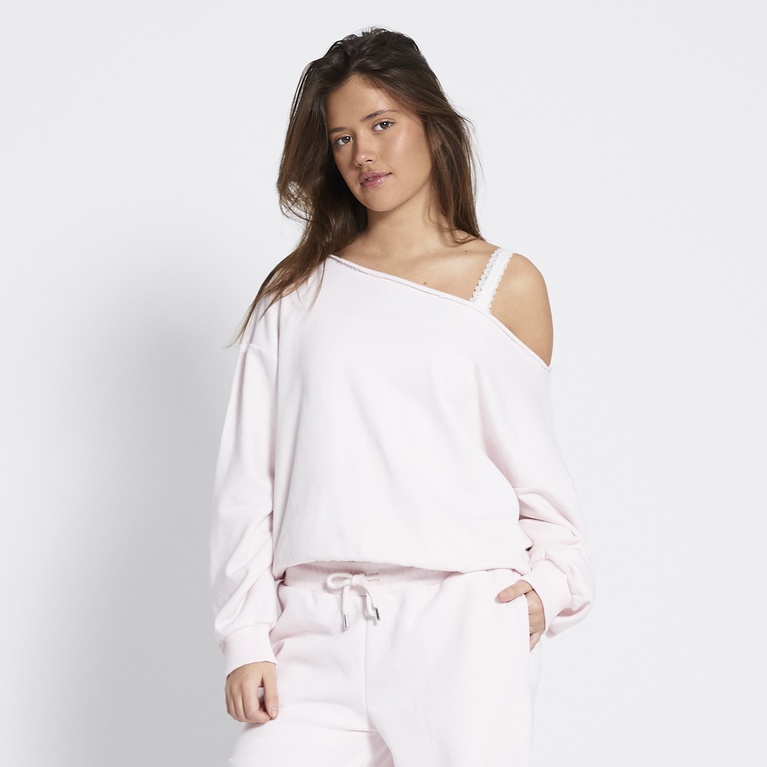 Off-shoulder sweatshirt "Esme" Light Pink