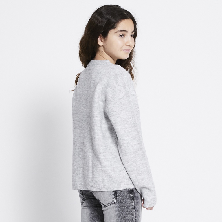 Basic knit sweater "Signe star" Light greymelange