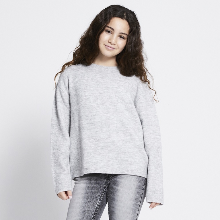 Basic knit sweater "Signe star" Light greymelange