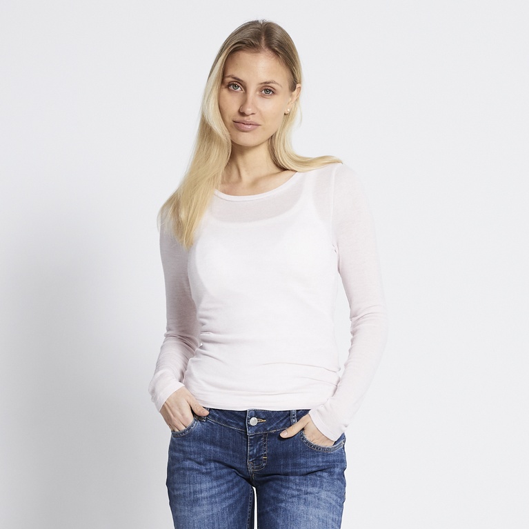 Sheer long-sleeve top "Zinna" Light Pink