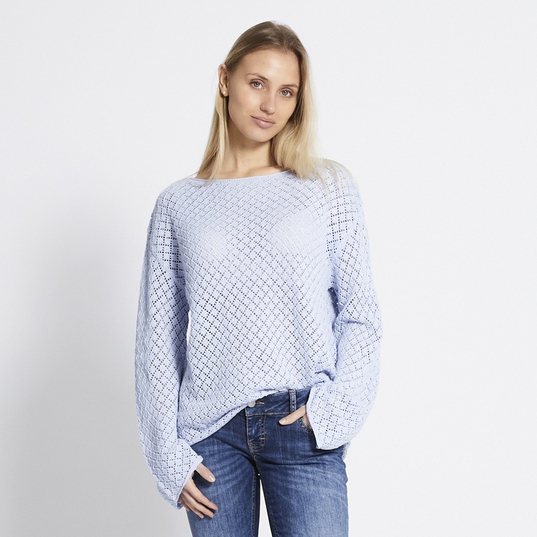 Crochet knit sweater "Villemo" Light blue