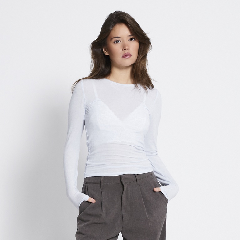Sheer long-sleeve top "Zinna" Light blue