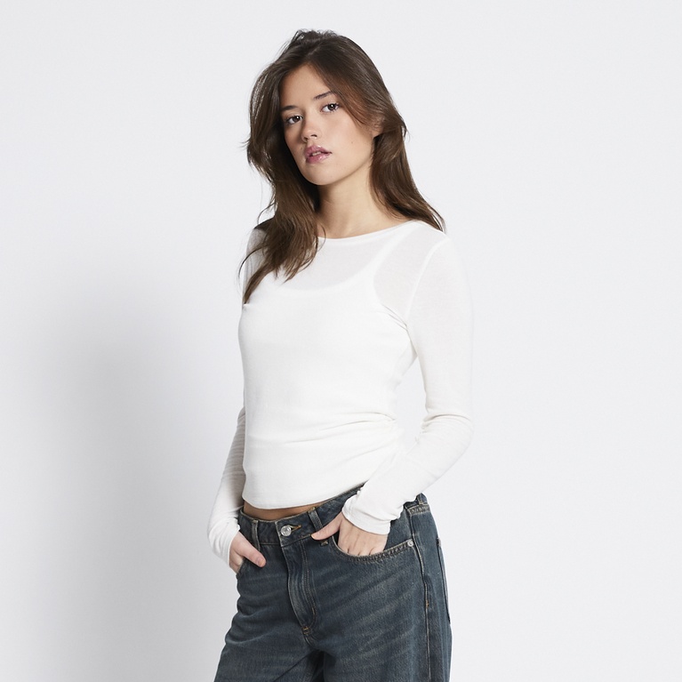 Sheer long-sleeve top "Zinna" Off white