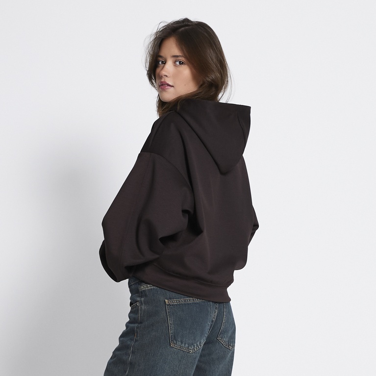 Boxy scuba hoodie "Aira" Brown