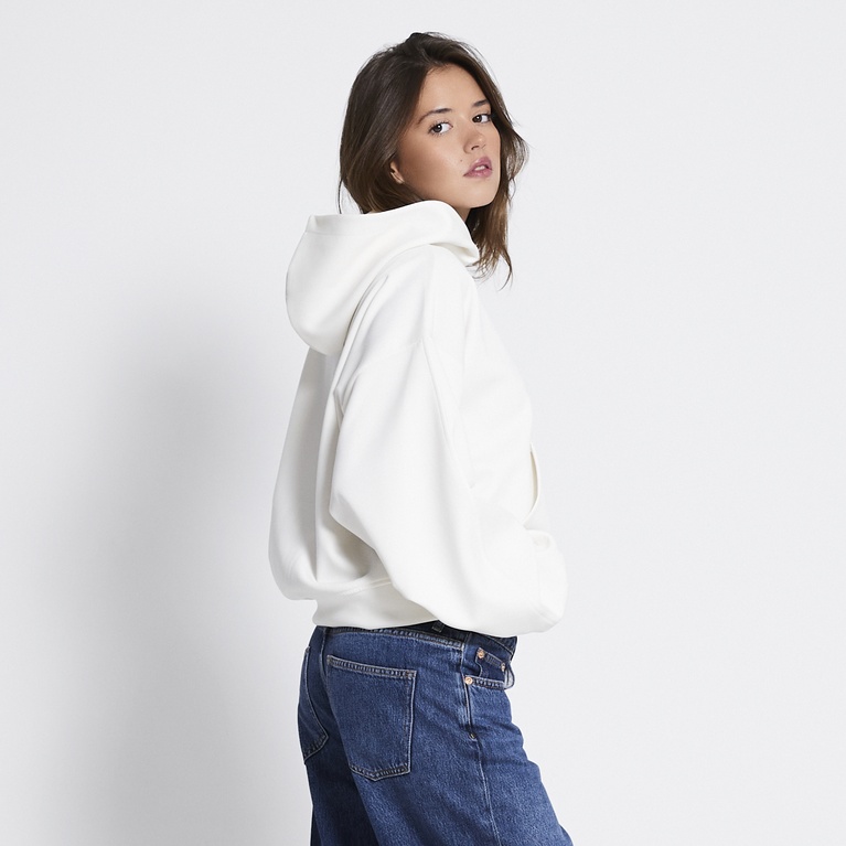 Boxy scuba hoodie "Aira" Off white