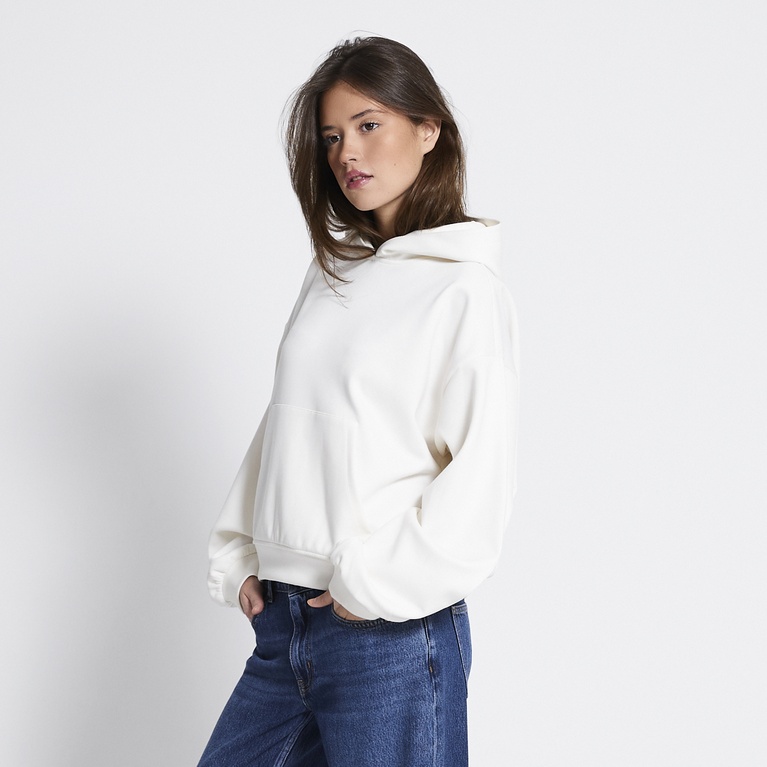 Boxy scuba hoodie "Aira" Off white