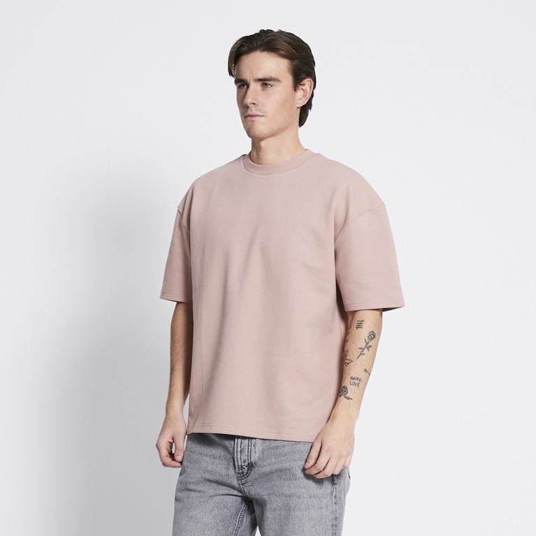 Boxy embossed tee "Yuko" Dusty Pink