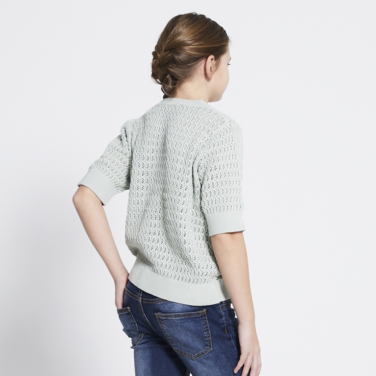 Crochet knit tee "Viola star" Light Green