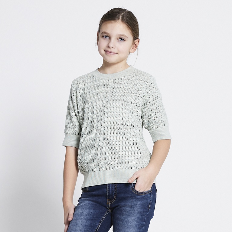 Crochet knit tee "Viola star" Light Green