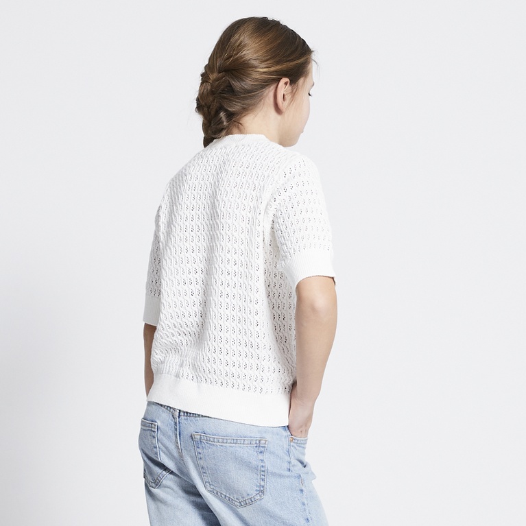 Crochet knit tee "Viola star" Off white