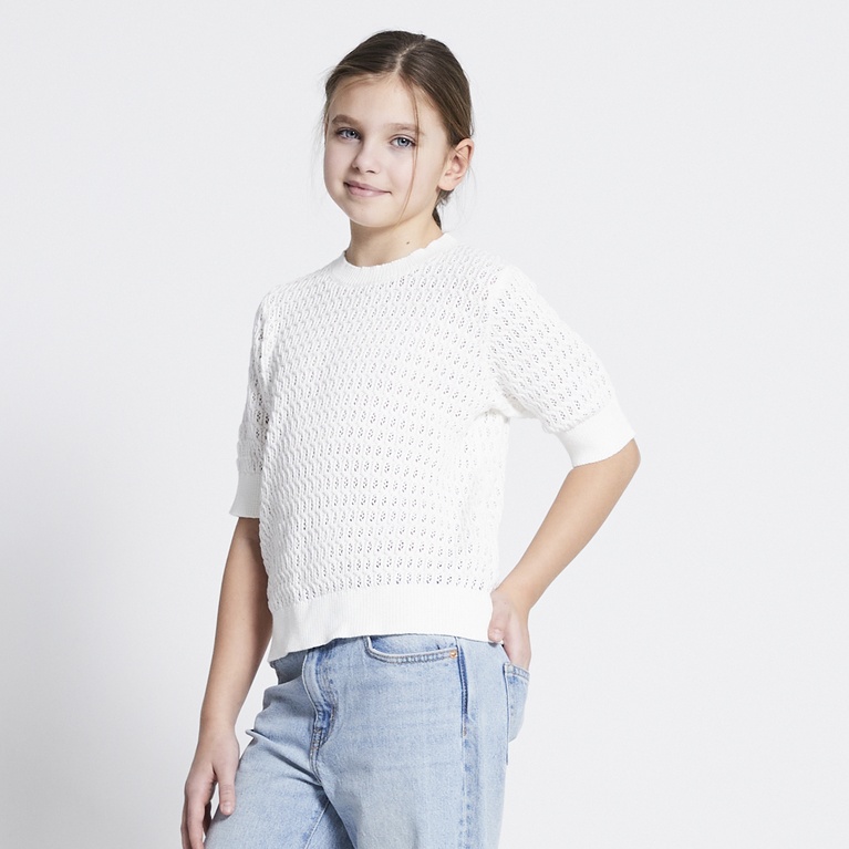 Crochet knit tee "Viola star" Off white