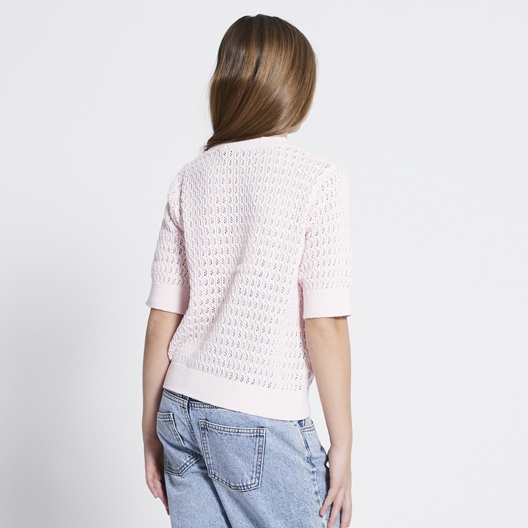 Crochet knit tee "Viola star" Soft Pink