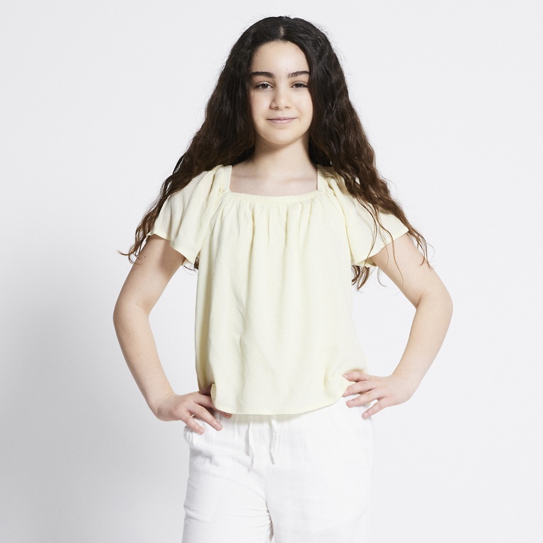 Square Neck Top "Hillevi" Light Yellow