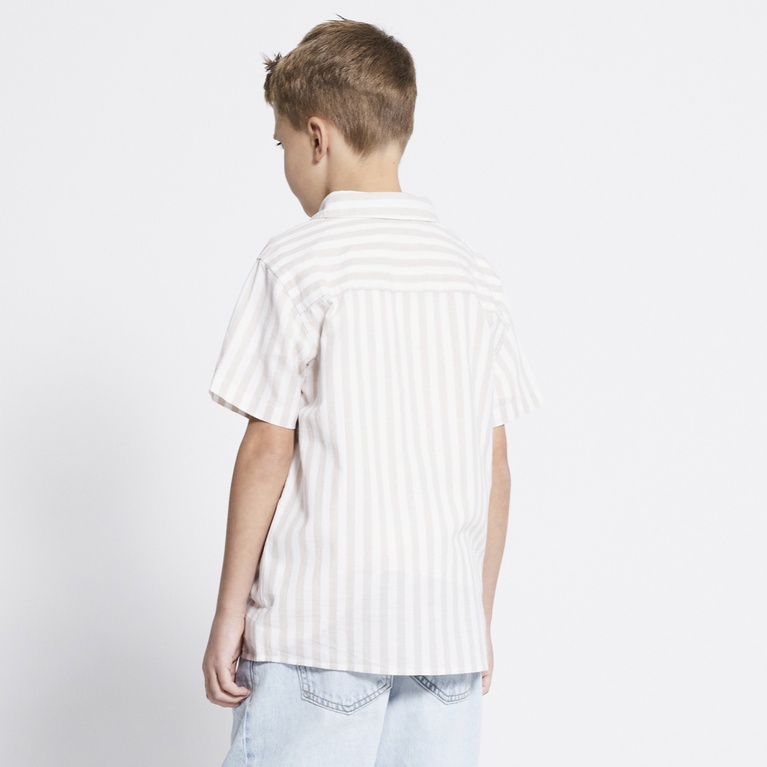 Short sleeve linen blend shirt "Tim Striped star" Beige