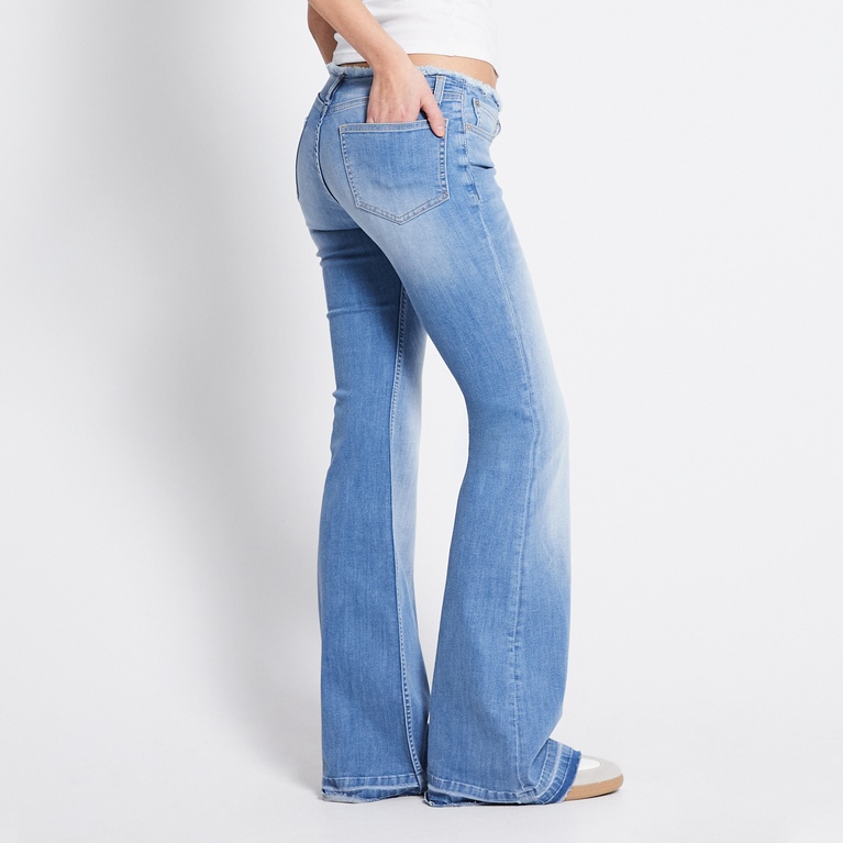 No waist flare jeans "Fray" Light used