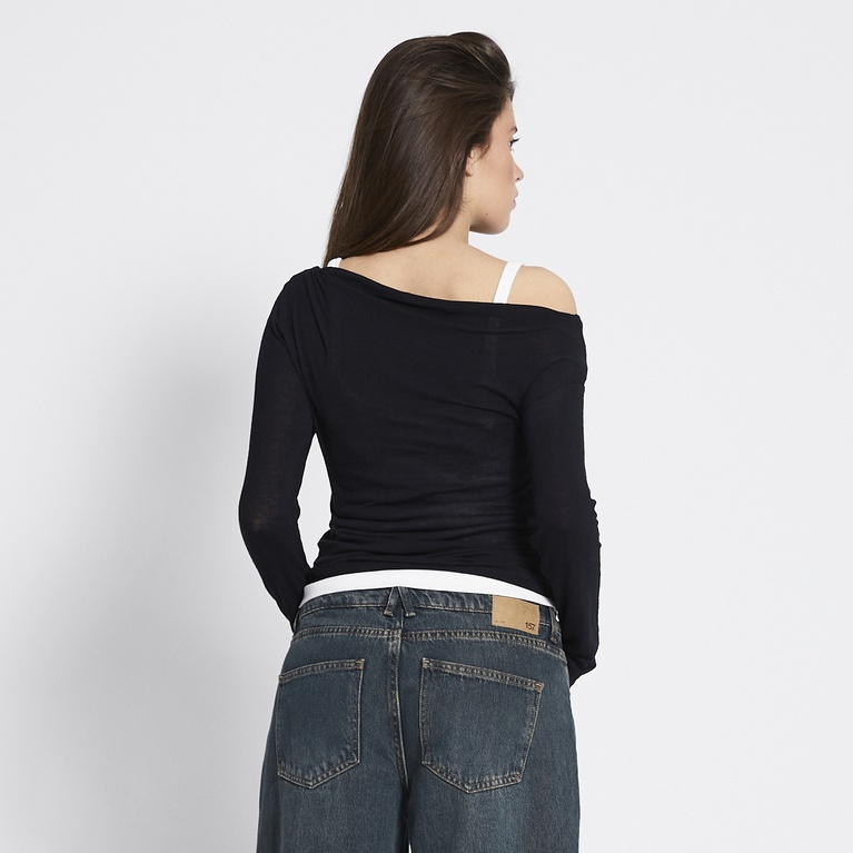 Sheer off-shoulder top "Lilo" Black