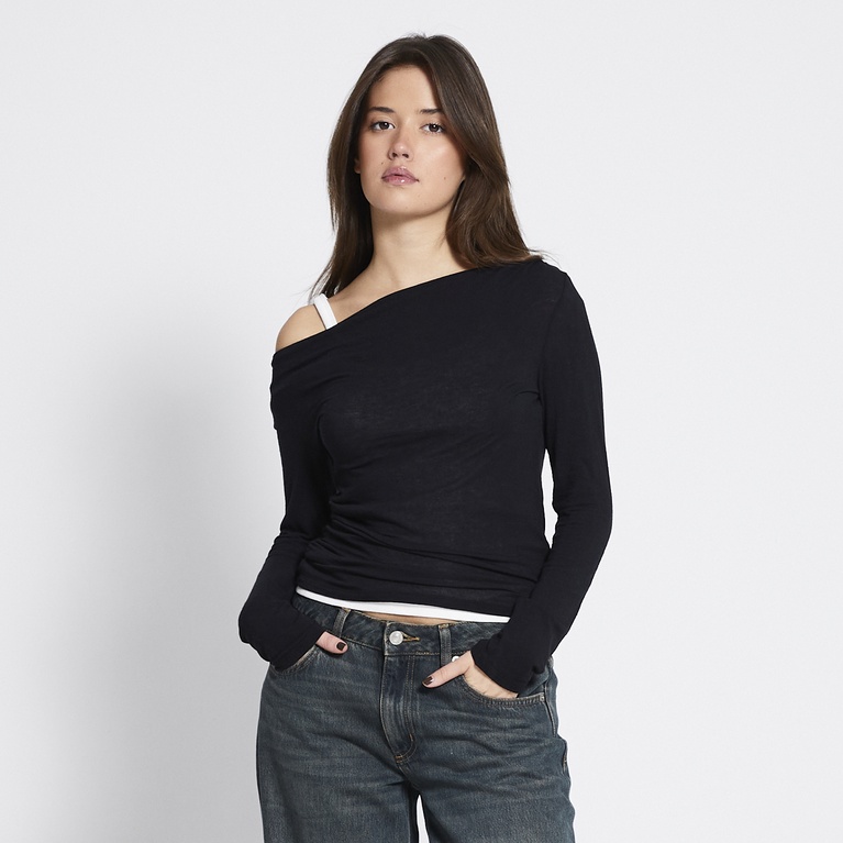 Sheer off-shoulder top "Lilo" Black