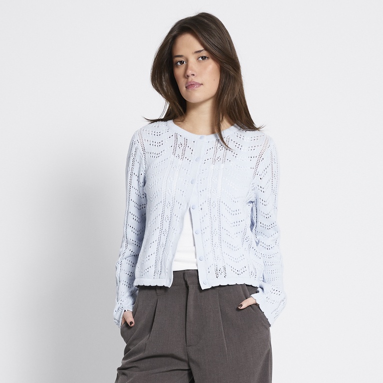 Crochet knit cardigan "Vidia" Light blue