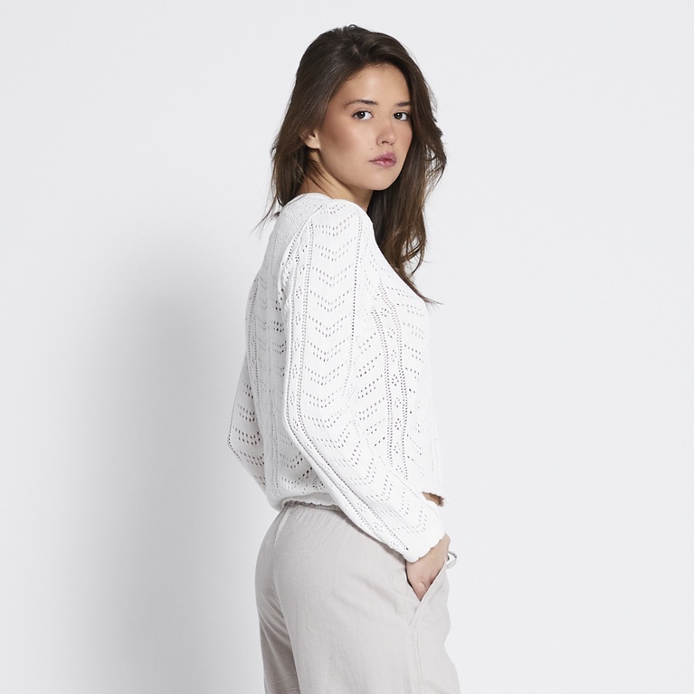 Crochet knit cardigan "Vidia" Off white