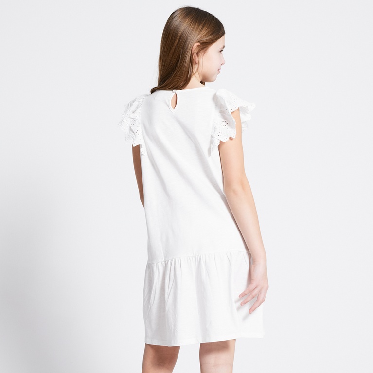 Broderie frill dress "Siv" Off white