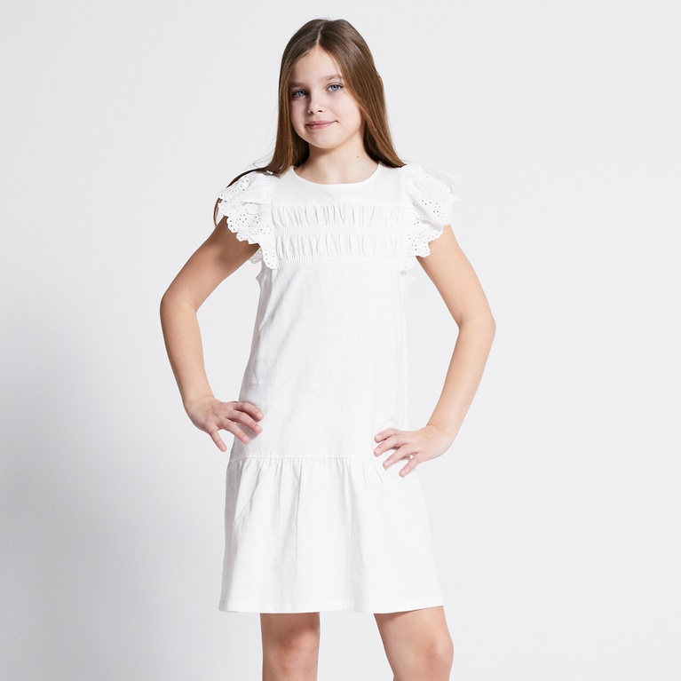 Broderie frill dress "Siv" Off white