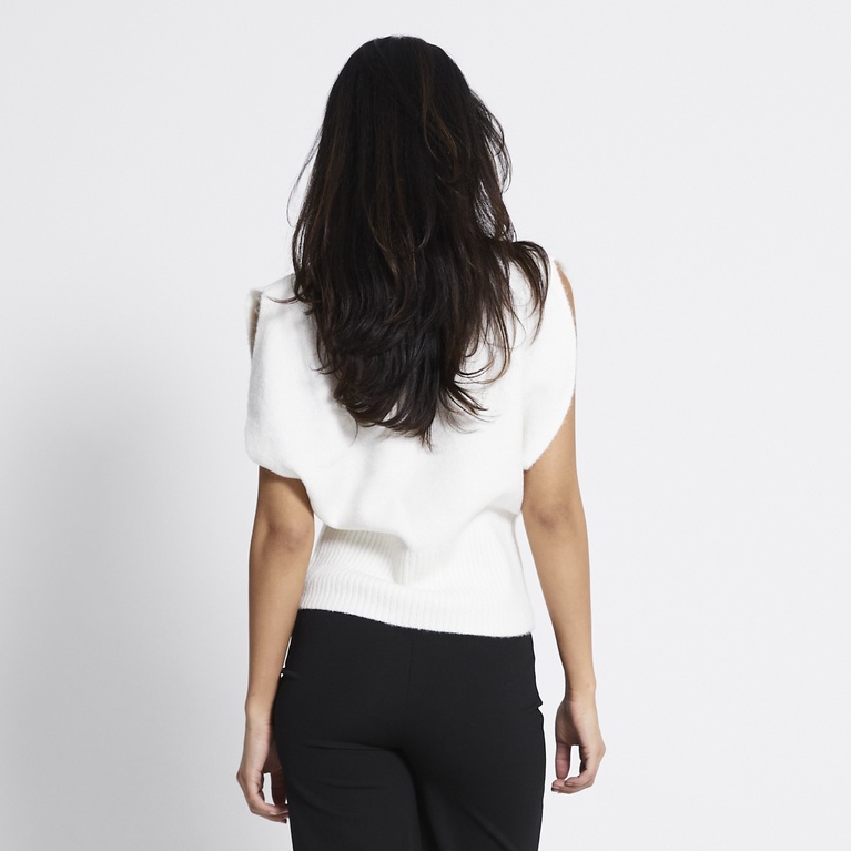 Cap sleeve knit top "Alisa" Off white