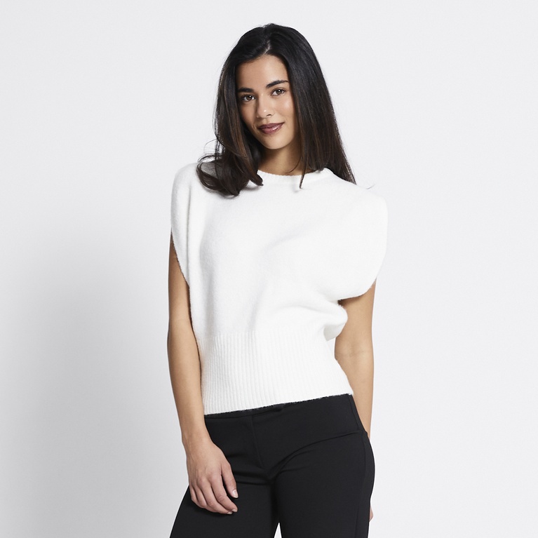 Cap sleeve knit top "Alisa" Off white