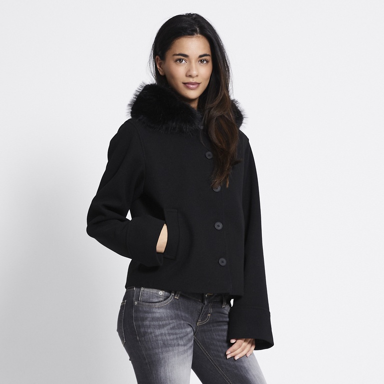 Faux fur collar jacket "Lovalie" Black