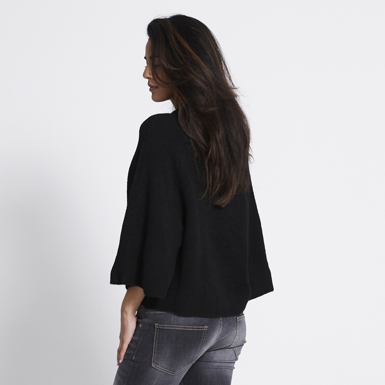 Wide sleeve knit tee "Perla" Black