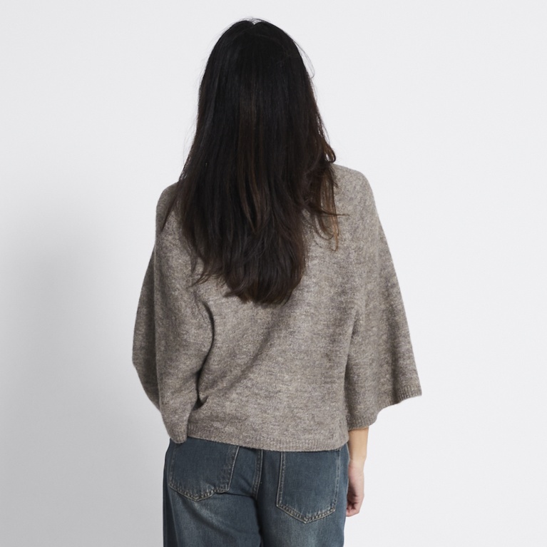 Wide sleeve knit tee "Perla" Dk Beige