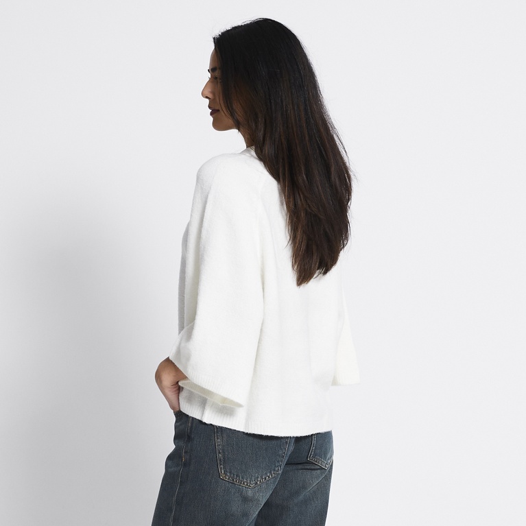 Wide sleeve knit tee "Perla" Off white
