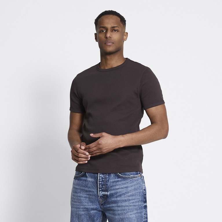 Rib knit tee "Vincent" Brown