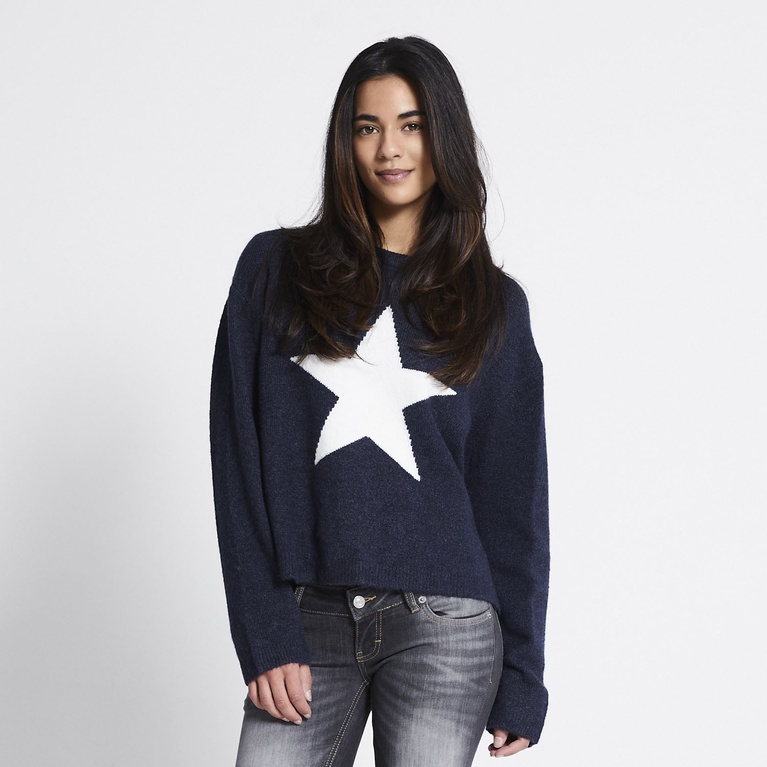 Crew-neck knit sweater "Aya" Dark Blue