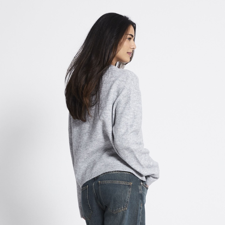 Crew-neck knit sweater "Aya" Grey Melange