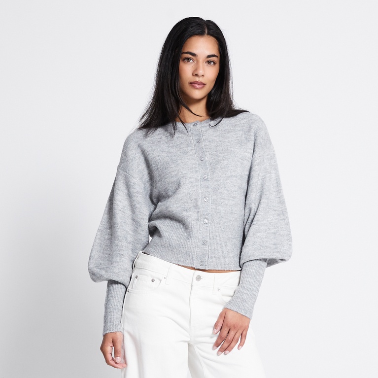 Fitted knit cardigan "Pebble" Grey Melange
