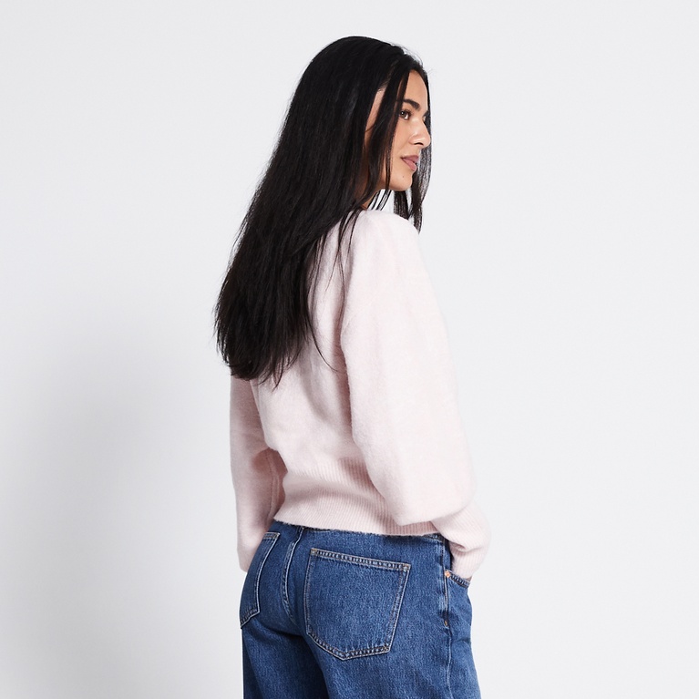 Fitted knit cardigan "Pebble" Soft Pink
