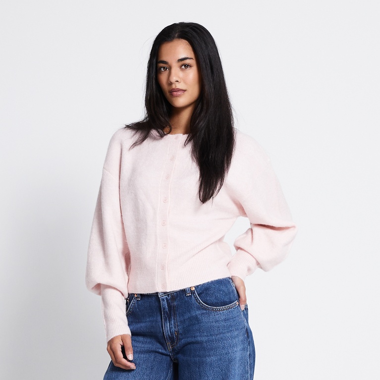 Fitted knit cardigan "Pebble" Soft Pink