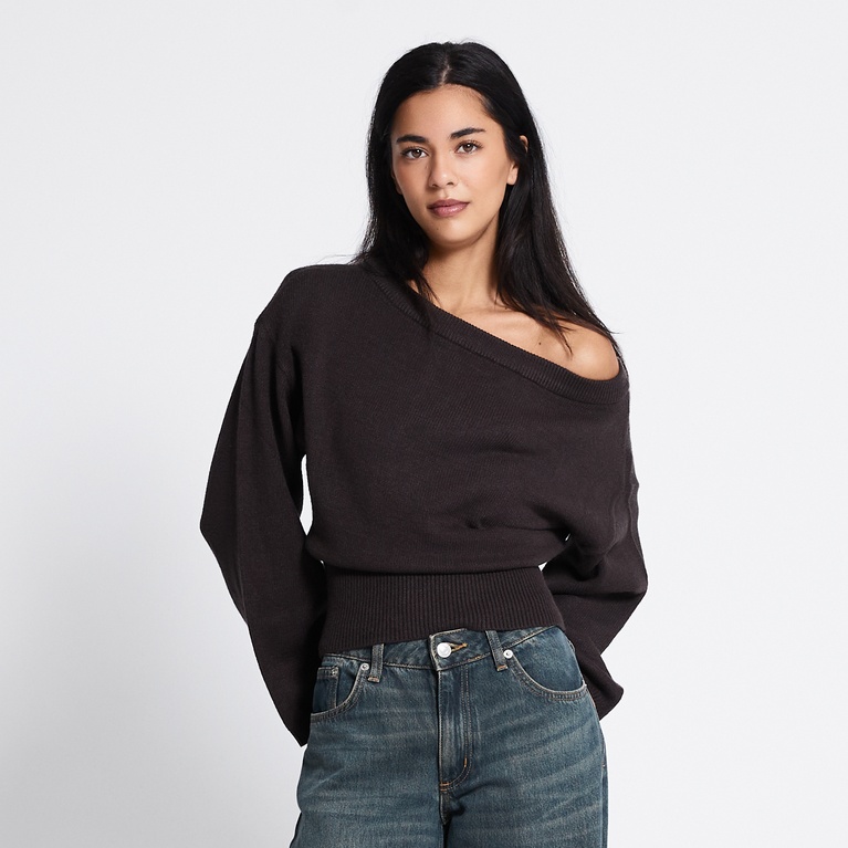 Waisted knit sweater "Khloe" Brown