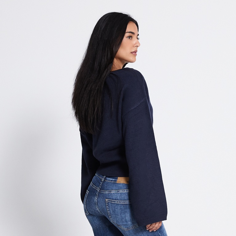 Waisted knit sweater "Khloe" Dark Blue