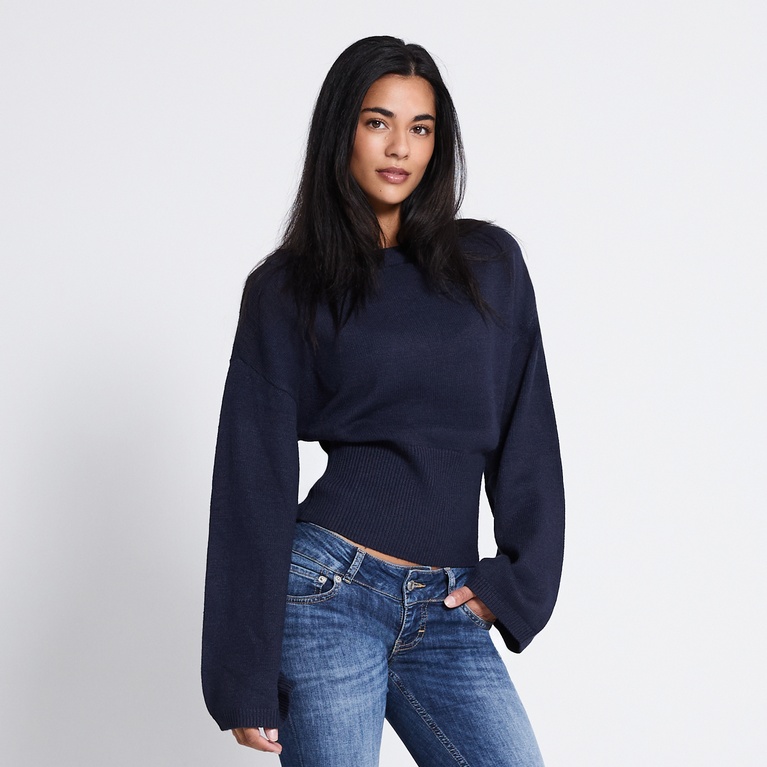 Waisted knit sweater "Khloe" Dark Blue