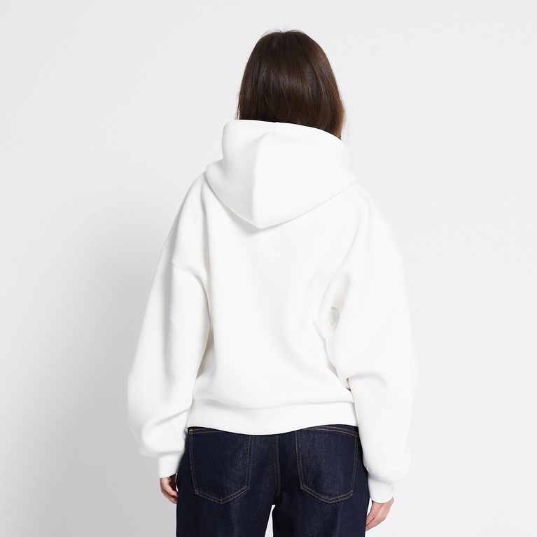 Boxy scuba zip hoodie "Lumi" Off white