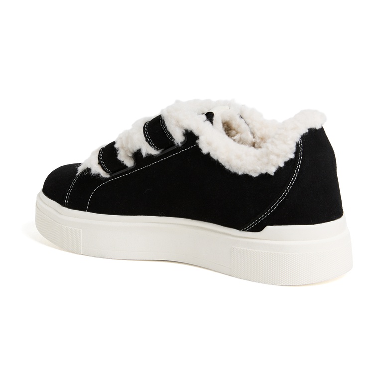 Faux Shearling Sneakers "Rue" Black
