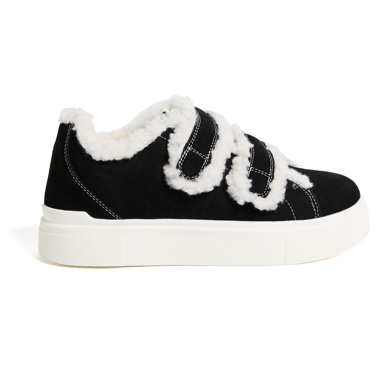 Faux Shearling Sneakers "Rue" Black